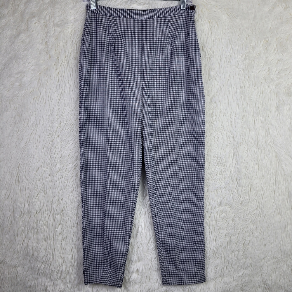 Vtg Hunt Club Women Sz 8 Mini Check Navy & White Crop Trouser Y2K Equestrian